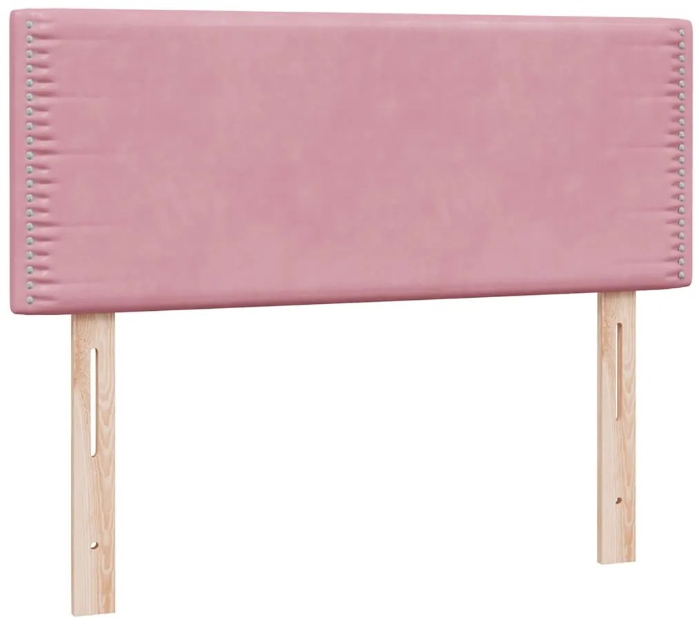 vidaXL Box Spring κρεβάτι με στρώμα ροζ 100x220 cm Βελούδινο
