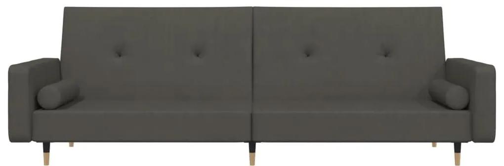 Καναπές Κρεβάτι Διθέσιος Σκούρο Γκρι Βελούδινος &amp; 2 Μαξιλάρια - Γκρι