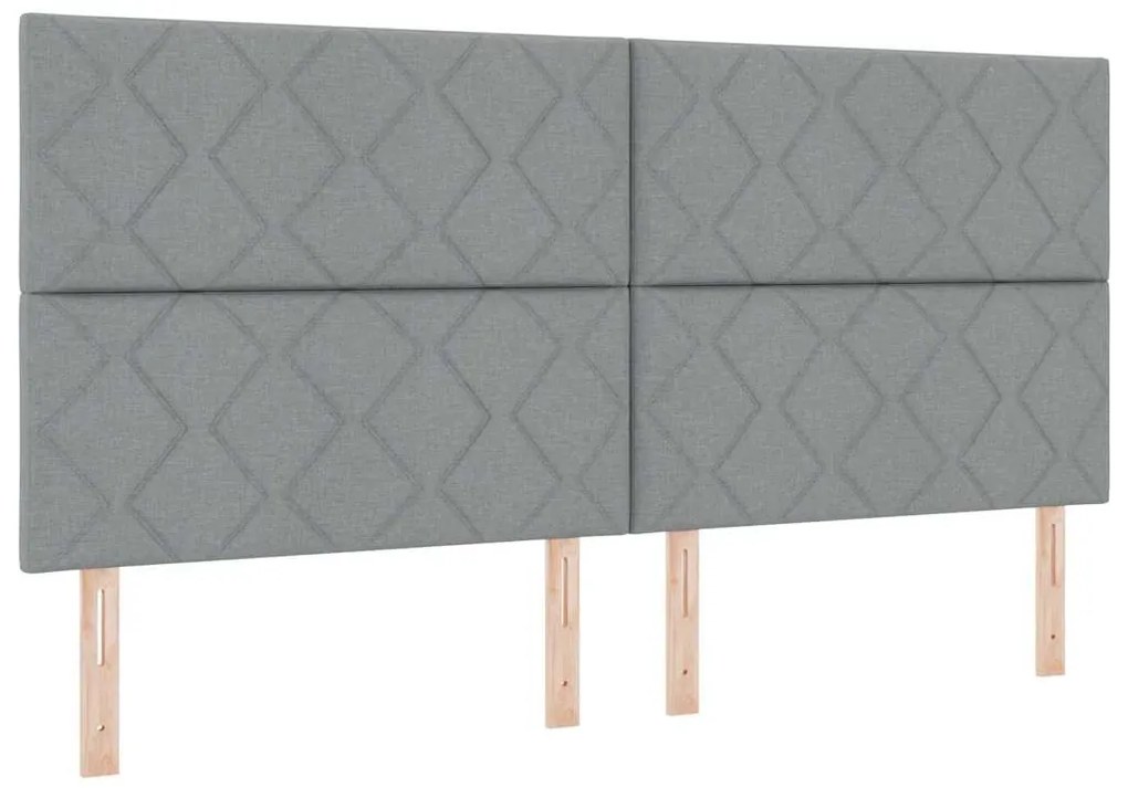 vidaXL Κρεβάτι με ελατήρια Ανοιχτό γκρι 200 x 200 cm ύφασμα