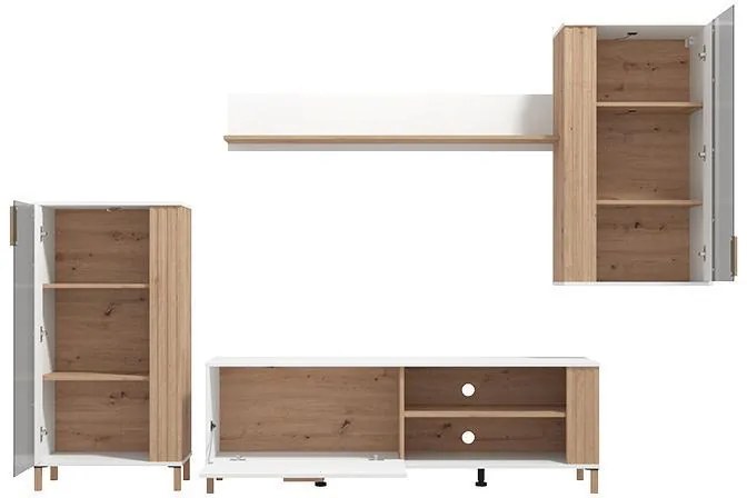 Κέντρο Ψυχαγωγίας - Σύνθεση Bastia Artisan Oak - Λευκό 281x40x170 εκ.