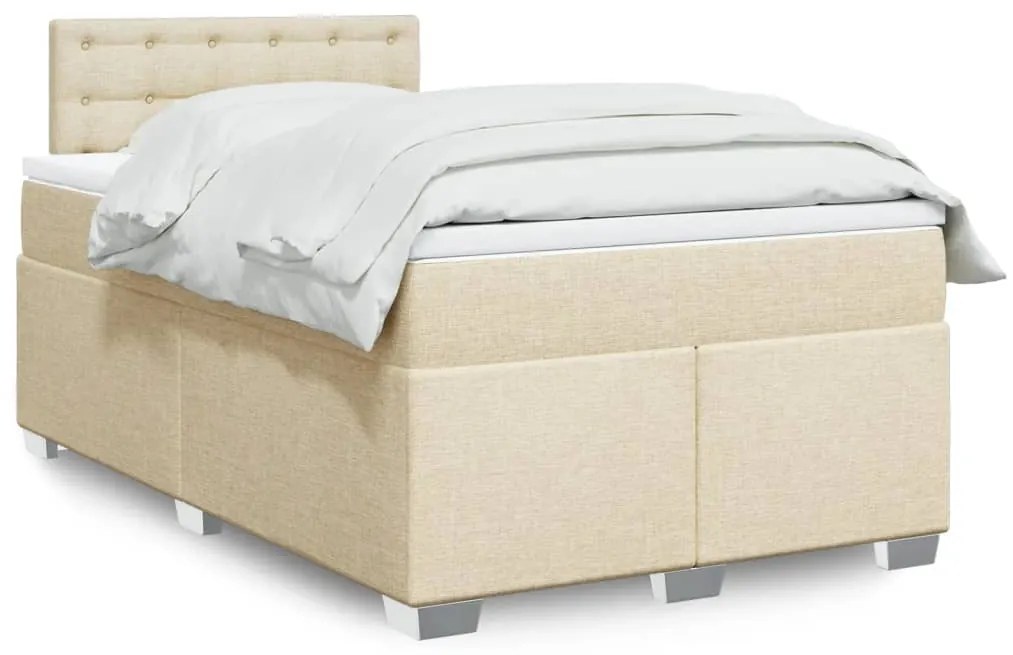 ΚΡΕΒΑΤΙ BOXSPRING ΜΕ ΣΤΡΩΜΑ ΚΡΕΜ 120X190 ΕΚ. ΥΦΑΣΜΑΤΙΝΟ 3285846