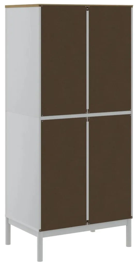 vidaXL Ντουλάπα FLORO Λευκή 77 x 53 x 171 εκ. από Μασίφ Ξύλο Πεύκου