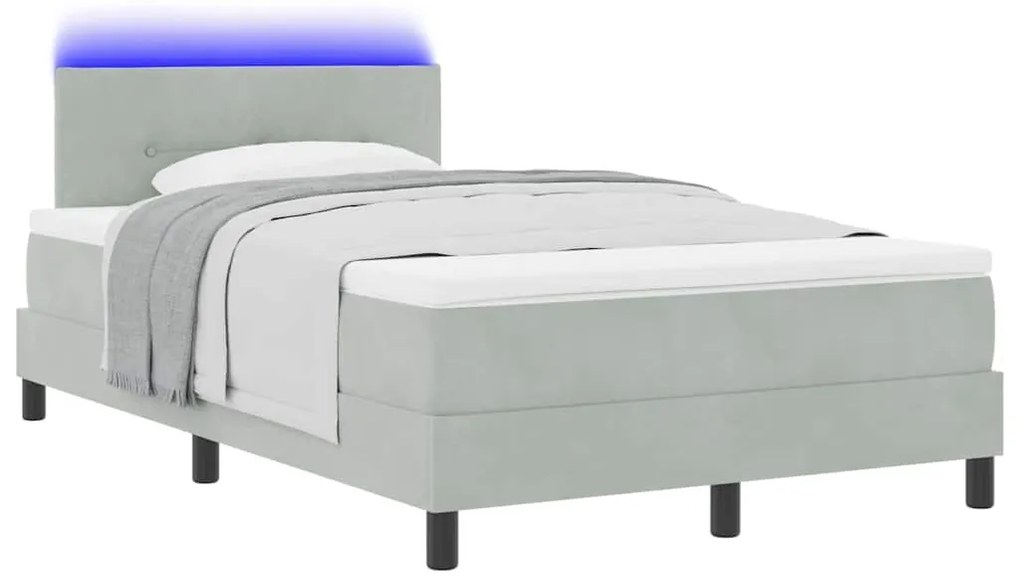 vidaXL Κρεβάτι με ελατήρια Ανοιχτό γκρι 120 x 200 cm Βελούδο