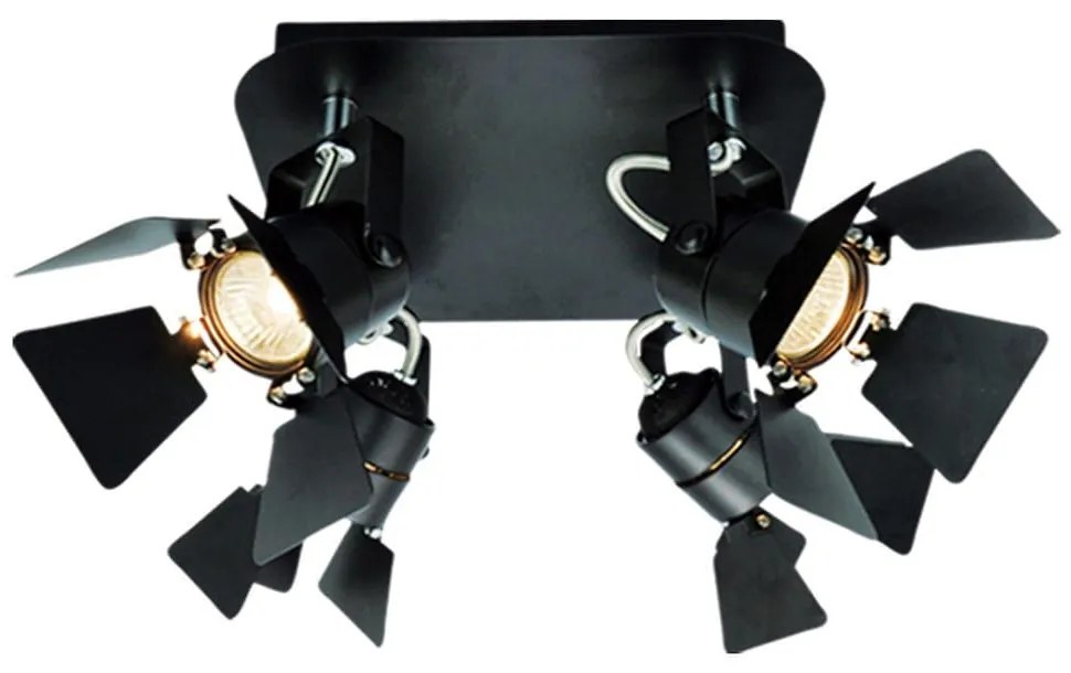 Φωτιστικό Οροφής Spot 77-2211 GU12015A-4R Mystik Black Mat Homelighting Metal