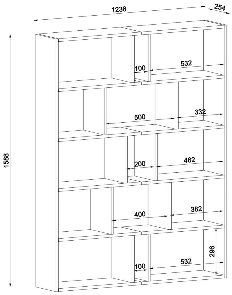 Βιβλιοθήκη ArteLibre Idra Ανοιχτό Καφέ/Σκούρο Καφέ 124x26x159cm
