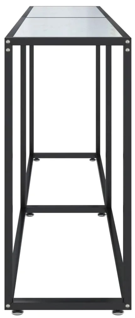 vidaXL Τραπέζι Κονσόλα Λευκό Όψη Μαρμάρου 180x35x75,5 εκ. Ψημένο Γυαλί