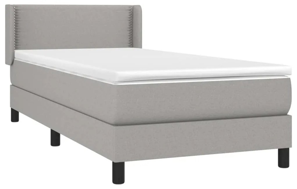 Κρεβάτι Boxspring με Στρώμα Ανοιχτό Γκρι 100x200 εκ. Υφασμάτινο - Γκρι