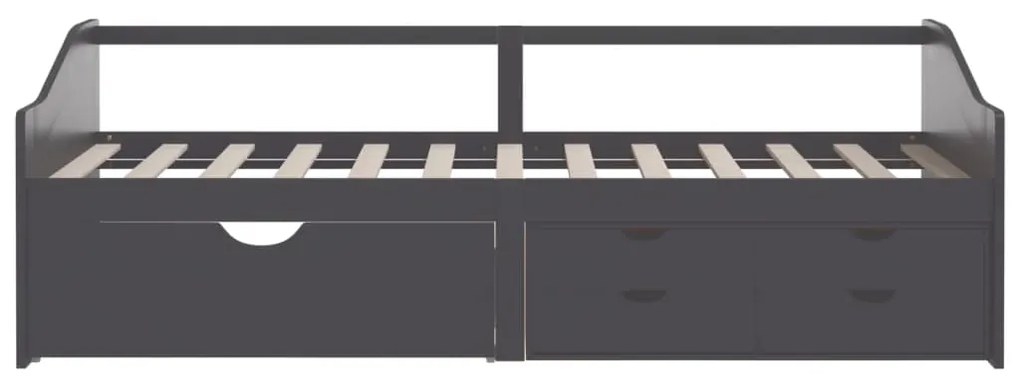 vidaXL Καναπές Κρεβάτι 3 Θέσεων με Συρτάρια Γκρι 90x200 εκ Μασίφ Πεύκο