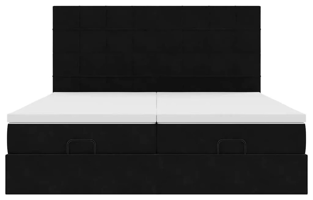 vidaXL Οθωμανικό κρεβάτι με στρώματα Μαύρο 160x200cm Velvet