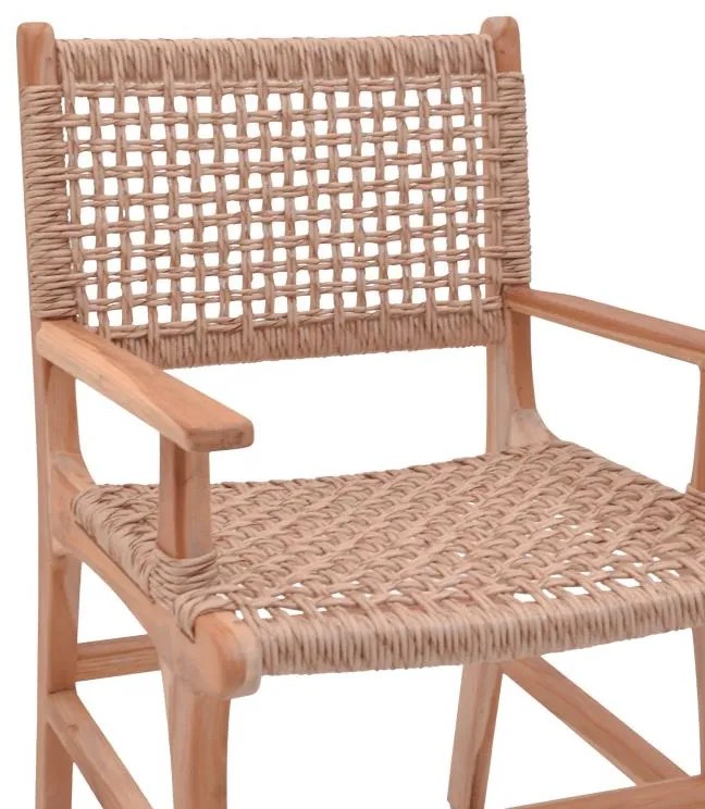 Καρέκλα - Πολυθρόνα Sponze σκελετός teak ξύλο με σχοινί σε φυσική απόχρωση 54x60x86 εκ. 54x60x86 εκ.