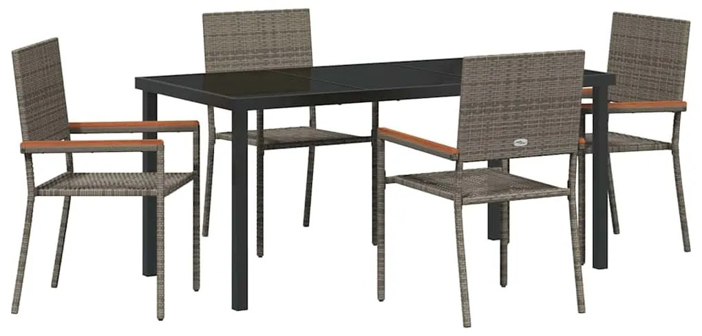 vidaXL Σέτ φαγητού για κήπο 5 pcs Γκρι Πολυ ράταν
