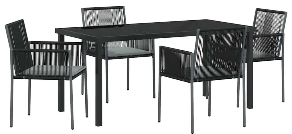 vidaXL Σέτ φαγητού για κήπο 5 pcs Μαύρο Πολυ ράταν