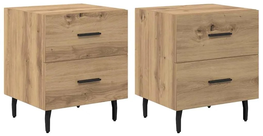 vidaXL Κομοδίνο με συρτάρι 2 pcs artisan δρυς 40 x 35 x 47.5 εκ