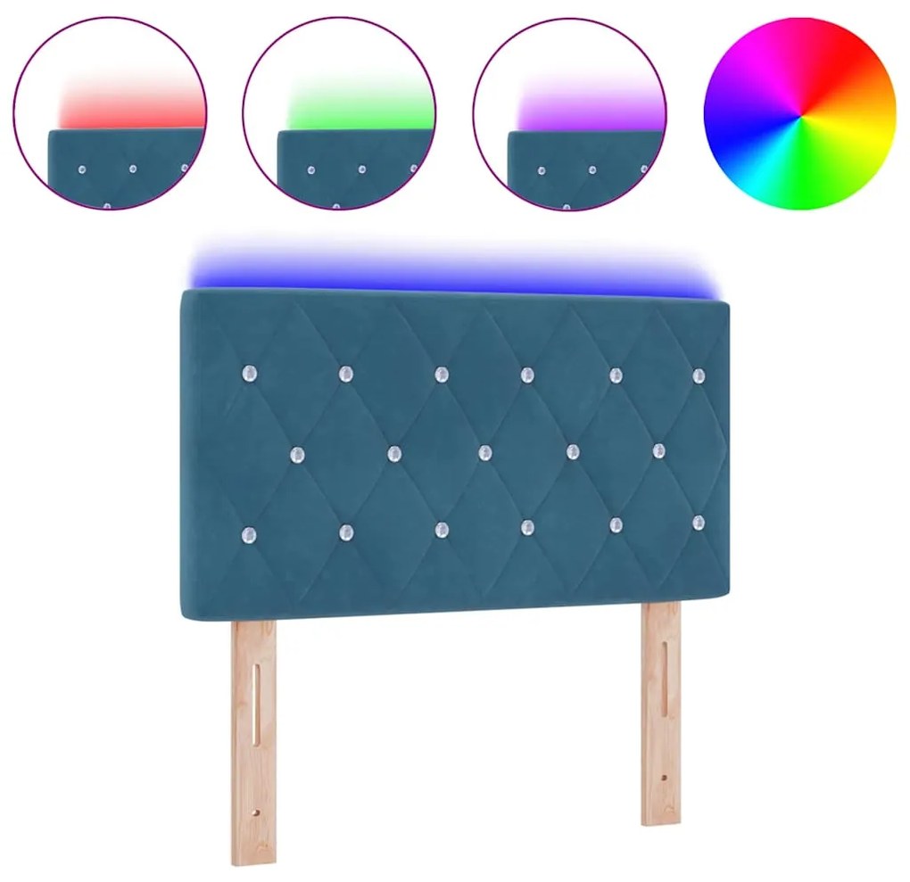 vidaXL LED κεφαλάρι με φώτα λωρίδας LED Σκούρο Μπλε 80 cm Πολυεστέρας