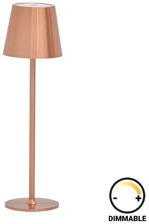 Επιτραπέζιο φωτιστικό αφής LED Brave Ι pakoworld επαναφορτιζόμενο σε μπρονζέ απόχρωση Φ11.5x37εκ