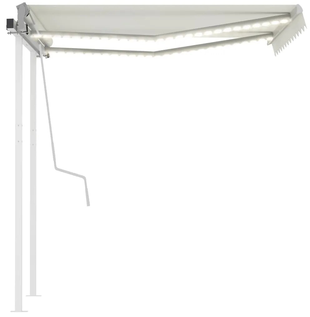 vidaXL Τέντα Συρόμενη Χειροκίνητη με LED Κρεμ 3 x 2,5 μ.