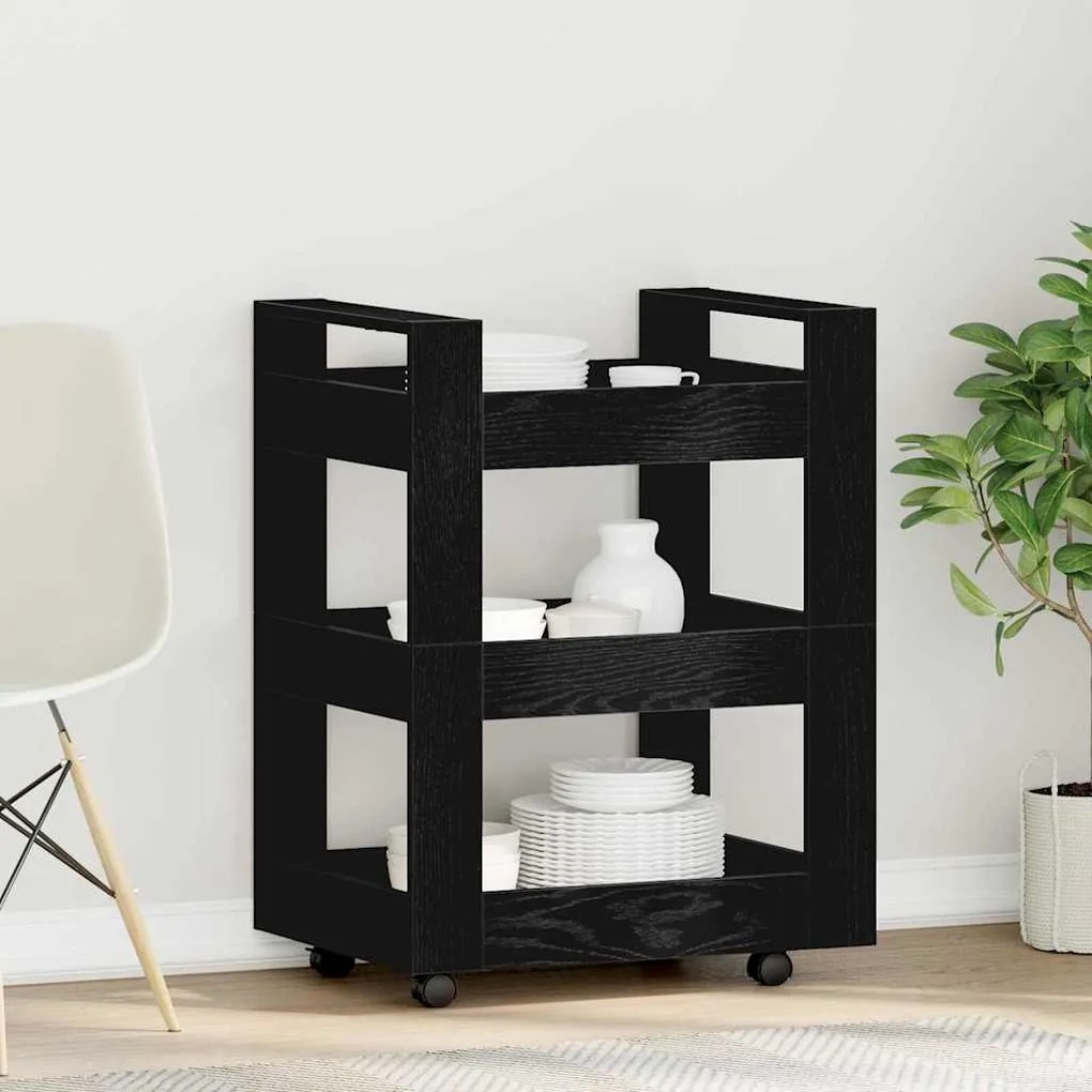 Καρότσι Κουζίνας Μαύρη Οξυά 60 x 45 x 80 εκ Επεξεργασμένο ξύλο