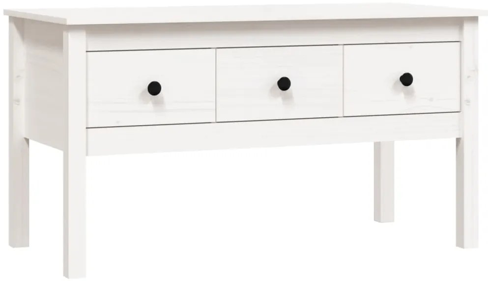 vidaXL Τραπεζάκι Σαλονιού Λευκό 102x49x55 εκ. από Μασίφ Ξύλο Πεύκου