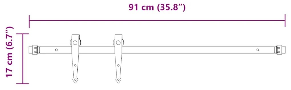 Κιτ συρόμενης πόρτας γραφείου 91 cm από ανθρακούχο χάλυβα