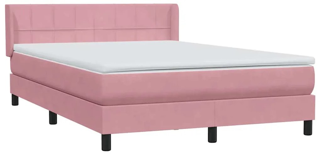 vidaXL Κρεβάτι Boxspring με Στρώμα Ροζ 140x210 εκ. Βελούδινο