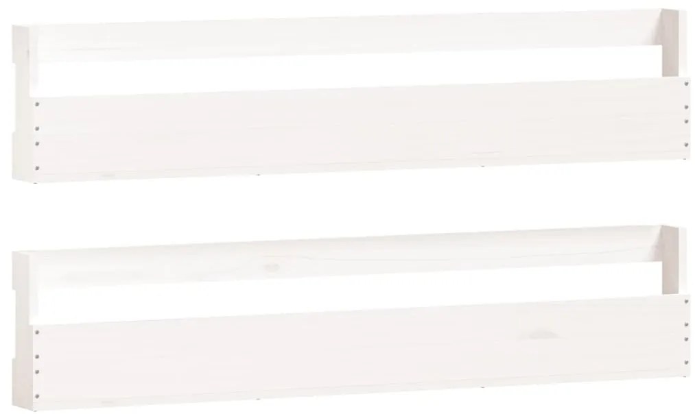 vidaXL Παπουτσοθήκη Επιτοίχια 2 τεμ. Λευκή 110x9x23 εκ. Μασίφ Πεύκο