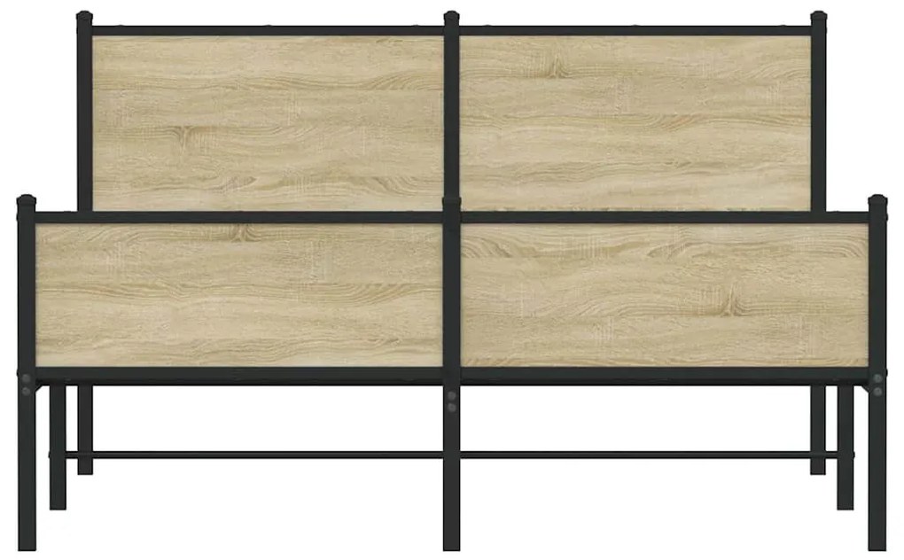 vidaXL Σκελετός Κρεβ. Χωρίς Στρώμα Sonoma Δρυς 140x190 εκ. Μεταλλικό