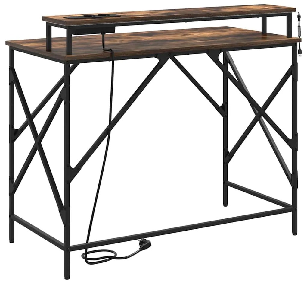 vidaXL Γραφείο Καπνιστό Δρύς 100 x 50 x 86,5 εκ Επεξεργασμένο ξύλο