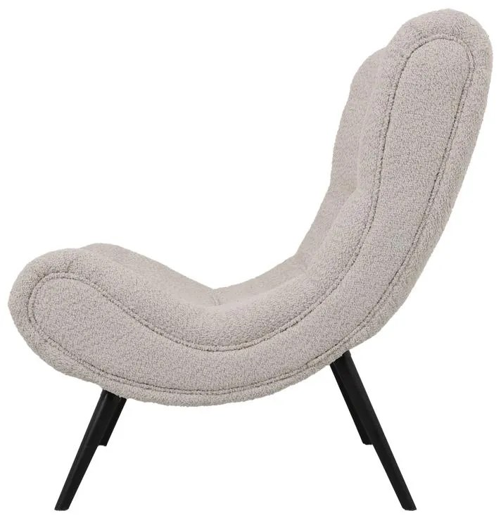 Πολυθρόνα με υποπόδιο Silla μπουκλέ ύφασμα σε μπεζ απόχρωση 97x80x100εκ 97x80x100 εκ.