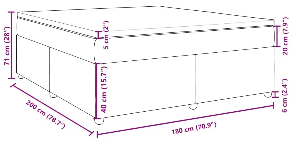 Κρεβάτι Boxspring με Στρώμα Ανοιχτό Γκρι 180x200 εκ. Υφασμάτινο - Γκρι