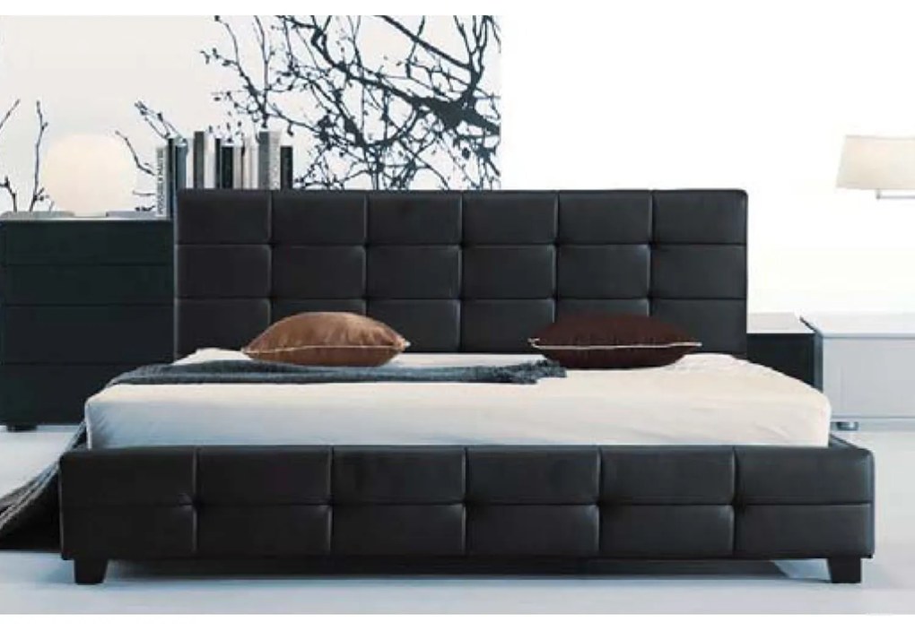 Κρεβάτι Fidel Black E8053 215X168X107 cm Queen Size Τεχνόδερμα