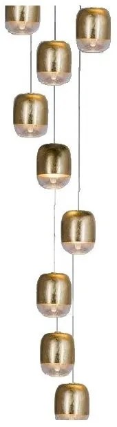 Πολυέλαιος Κρεμαστό Φωτιστικό Οροφής 9xLED 4,2W Dimmable Triac Φυσητό Γυαλί Βάση 27x27cm Gong Mini 9S Prandina-1A63003113098-Χρυ 1A63003113098