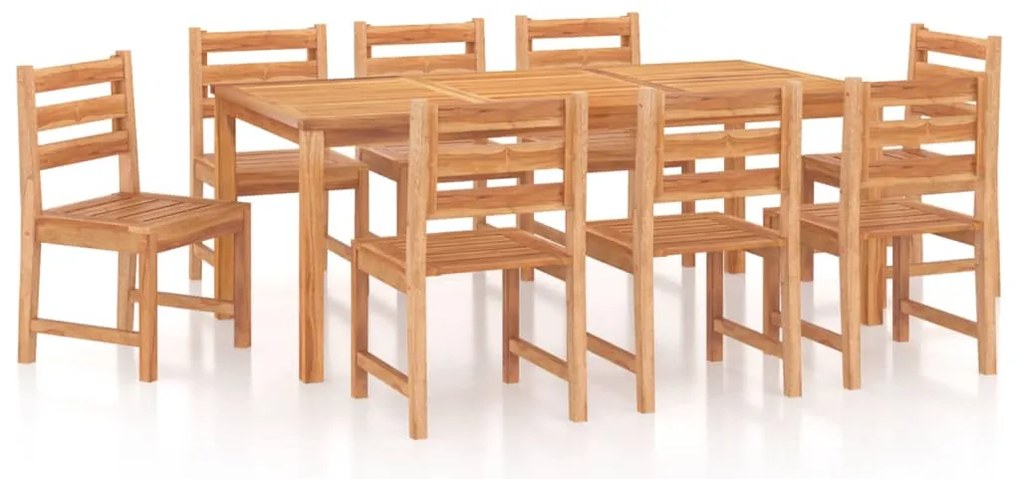 vidaXL Σετ Τραπεζαρίας Κήπου 9 Τεμαχίων από Μασίφ Ξύλο Teak