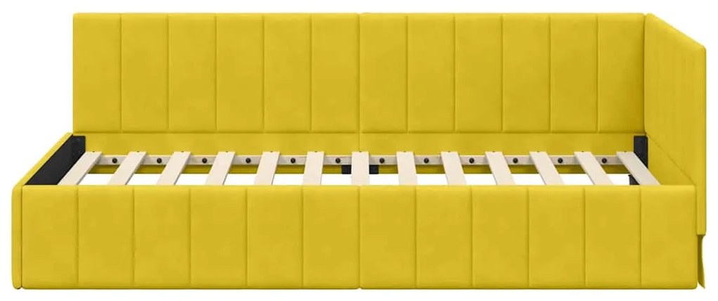 vidaXL Κρεβάτι Γωνίας με κεφαλάρι Κίτρινο 90 x 200 cm Βελούδο