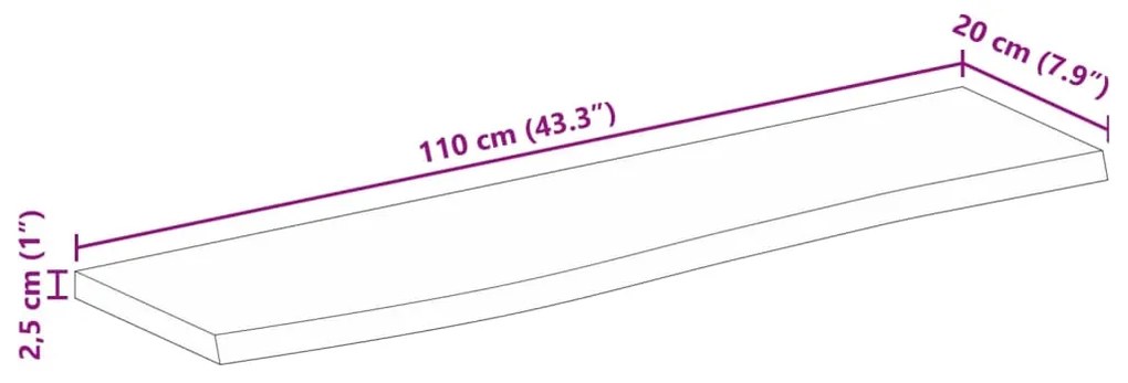 Επιφάνεια Τραπεζιού 110x20x2,5 εκ. Live Edge Μασίφ Ξύλο Μάνγκο - Καφέ