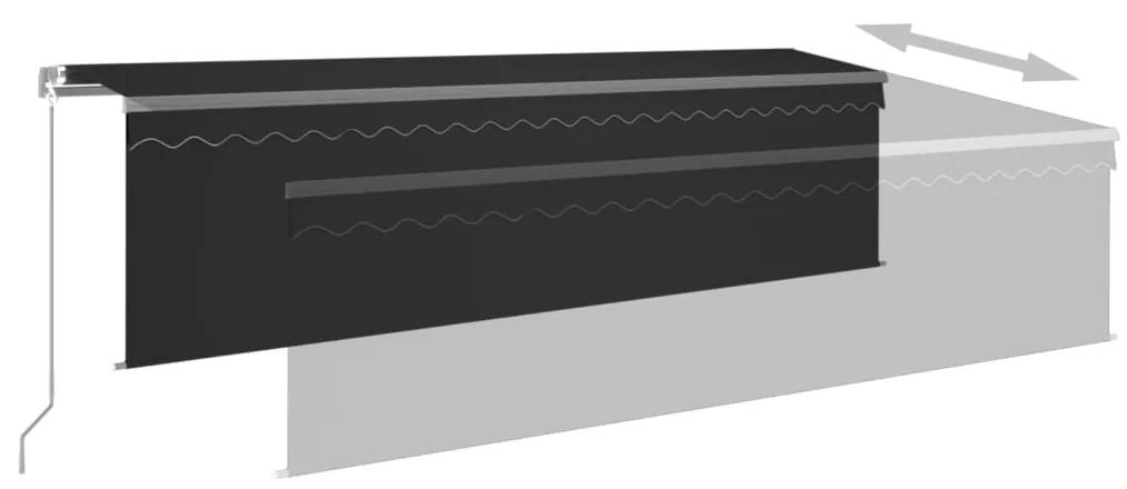 vidaXL Τέντα Συρόμενη Χειροκίνητη με Σκίαστρο & LED Ανθρακί 5 x 3 μ.