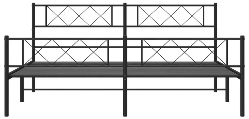 Πλαίσιο Κρεβατιού με Κεφαλάρι&amp;Ποδαρικό Μαύρο 183x213εκ. Μέταλλο - Μαύρο