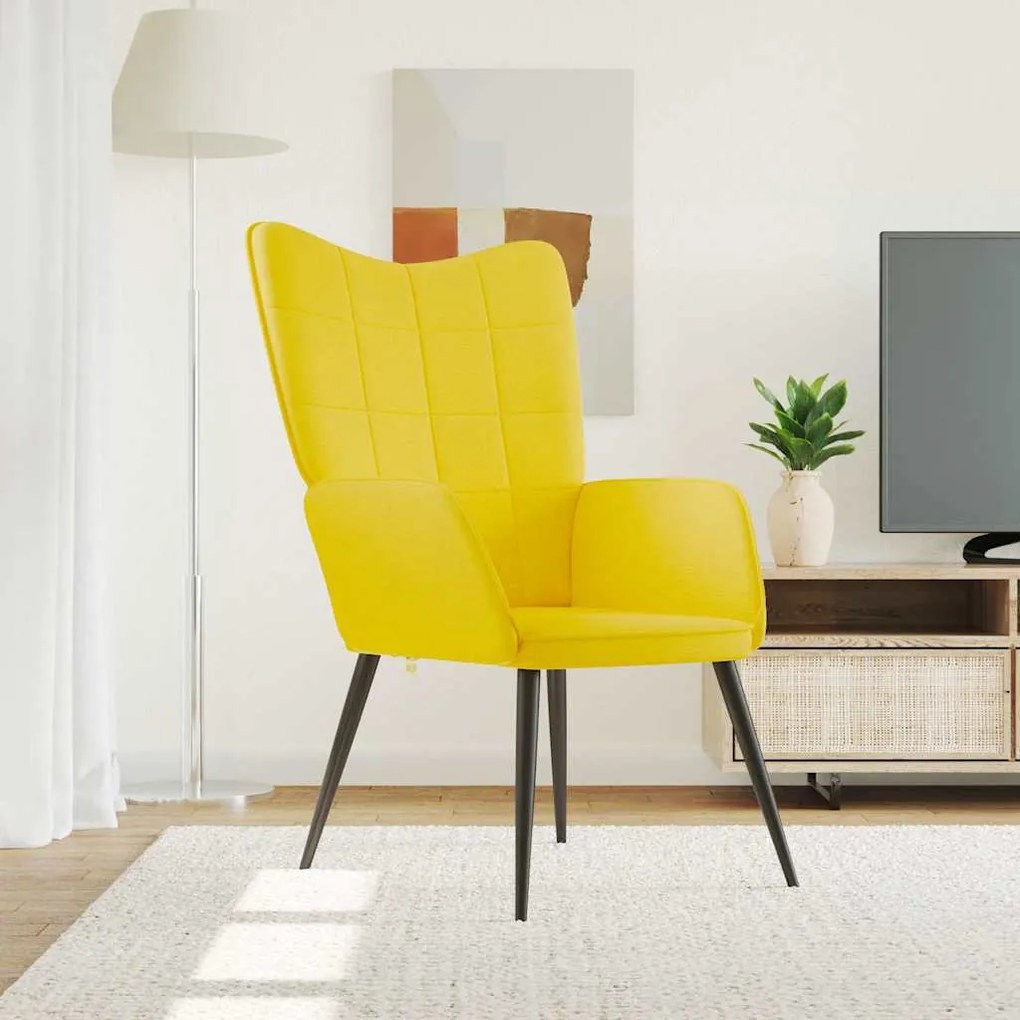 Πολυθρόνα Relax Κίτρινο Μουσταρδί Υφασμάτινη