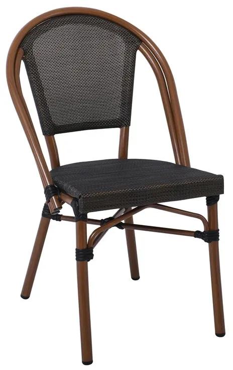 COSTA Καρέκλα Dining Αλουμινίου, Απόχρωση Καρυδί Textilene Μαύρο  50x55x85cm [-Καρυδί/Μαύρο-] [-Αλουμίνιο/Textilene-] Ε288