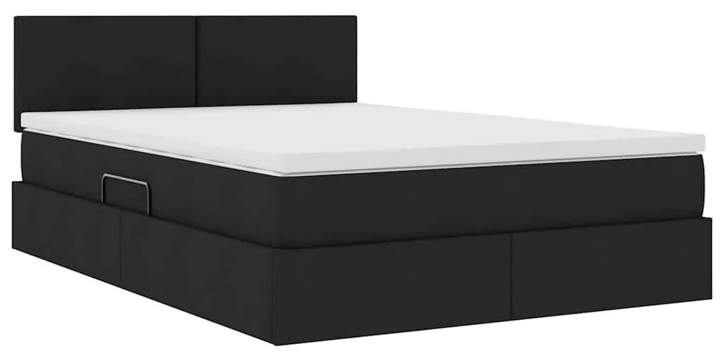 vidaXL Κρεβάτι με αποθηκευτικό χώρο και στρώμα Μαύρο 140 x 190 cm