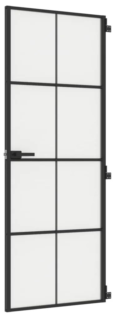vidaXL Εσωτερική Πόρτα Μαύρη 76x201,5 εκ. Ψημένο Γυαλί και Αλουμίνιο