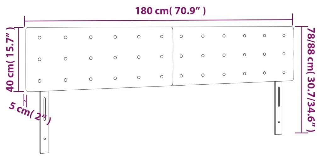 Κεφαλάρια Κρεβατιού 2 τεμ. Σκούρο Γκρι 90x5x78/88 εκ. Βελούδινο - Γκρι