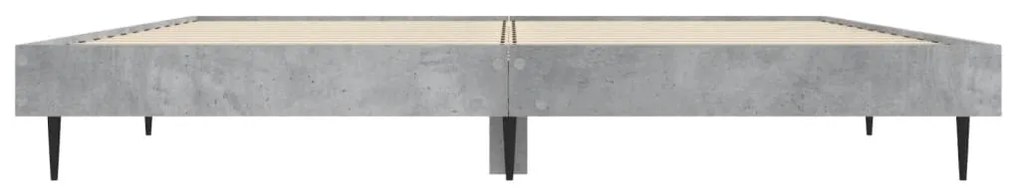 vidaXL Πλαίσιο Κρεβατιού Γκρι Σκυροδέματος 135x190 εκ. Επεξεργ. Ξύλο