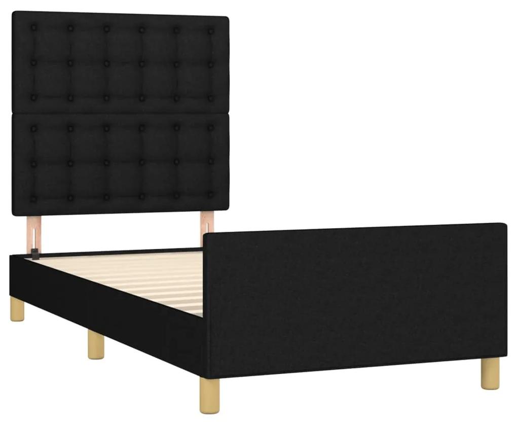 vidaXL Πλαίσιο Κρεβατιού με Κεφαλάρι Μαύρο 80 x 200 εκ. Υφασμάτινο