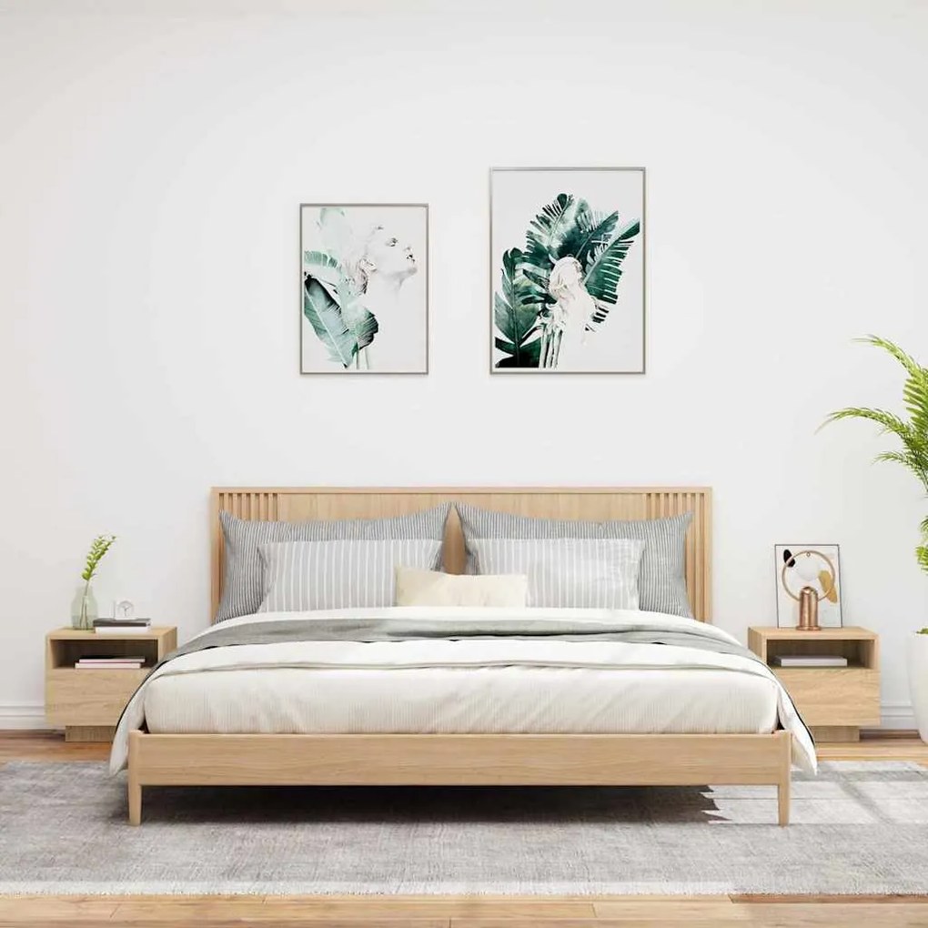 vidaXL Κομοδίνα με Φώτα LED 2 τεμ. Sonoma Δρυς 40 x 39 x 37 εκ.