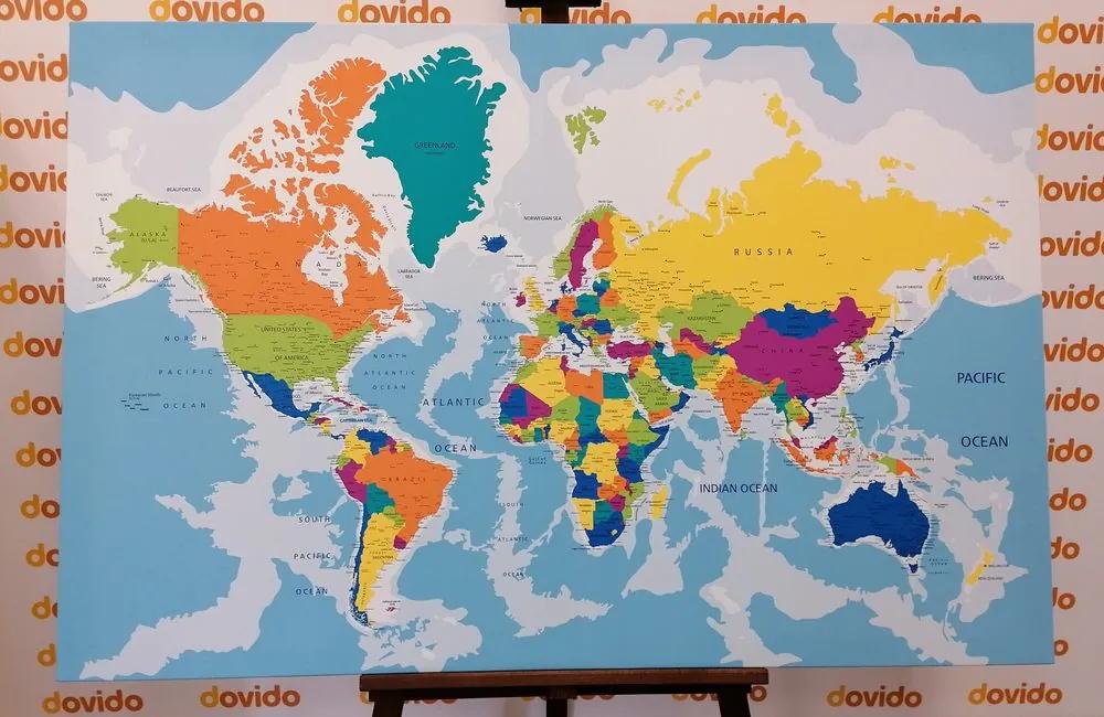 Εικόνα στον παγκόσμιο χάρτη χρώματος φελλού - 90x60  wooden