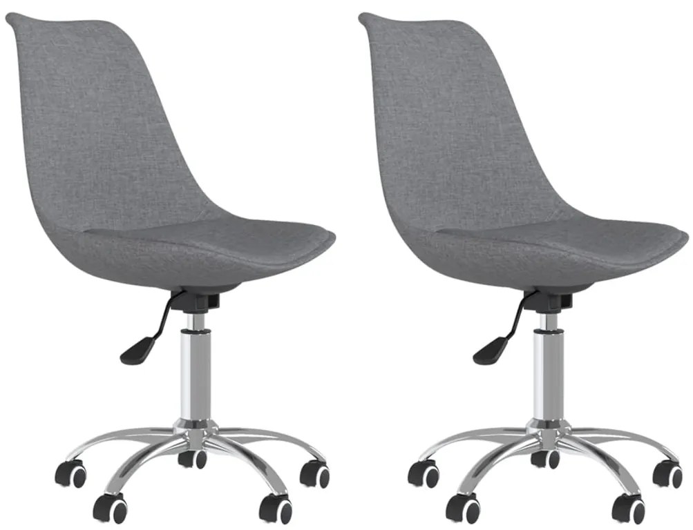 vidaXL Καρέκλες Τραπεζαρίας Περιστρεφόμενες 2 τεμ Αν. Γκρι Υφασμάτινες