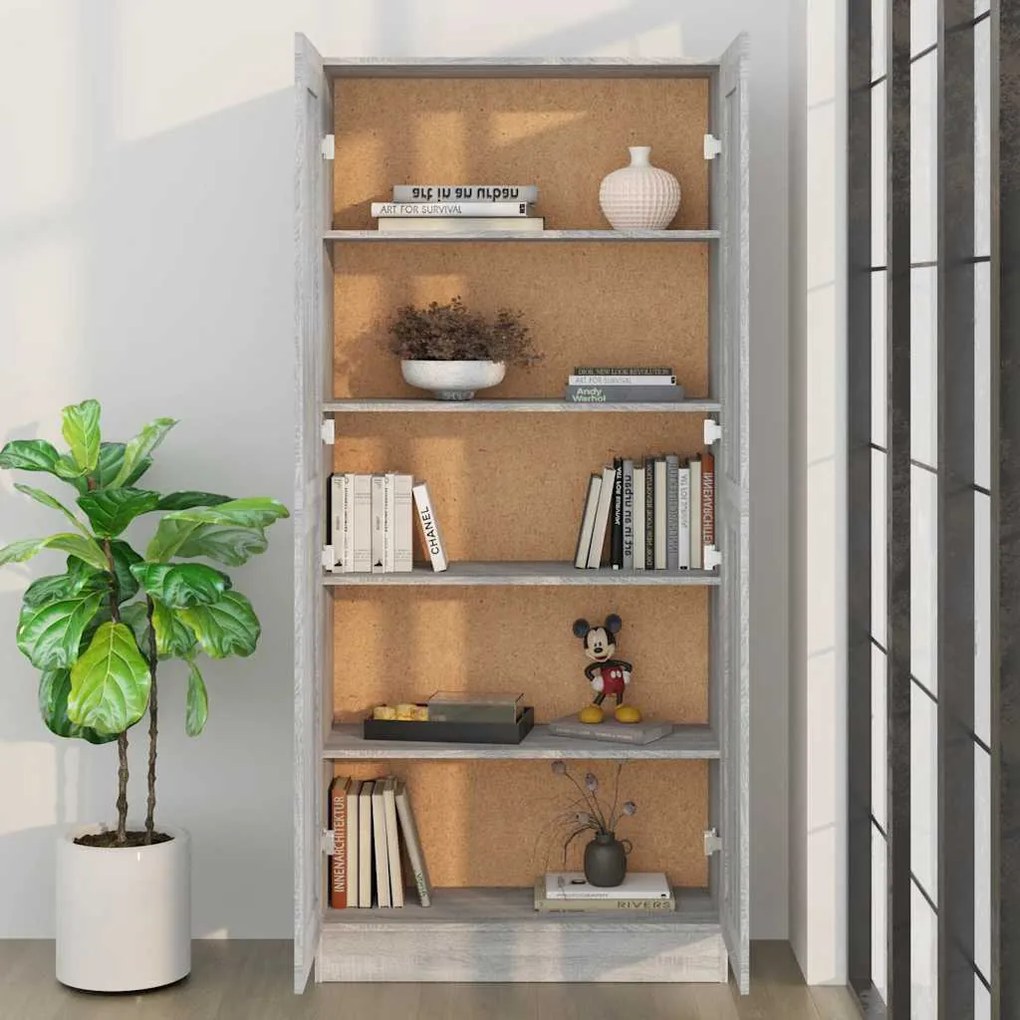 vidaXL Βιβλιοθήκη Γκρι Sonoma 82,5x30,5x185,5 εκ. Επεξεργασμένο Ξύλο