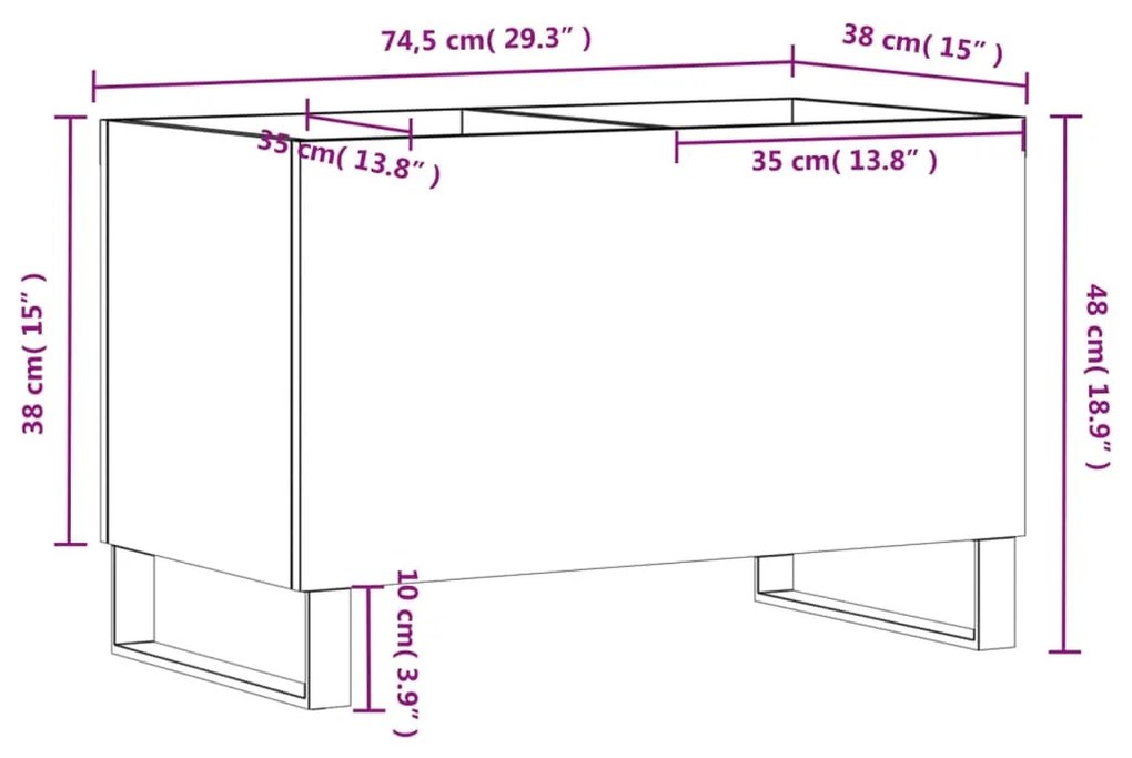 Δισκοθήκη Γκρι Σκυροδέματος 74,5x38x48 εκ. Επεξεργασμένο Ξύλο - Γκρι