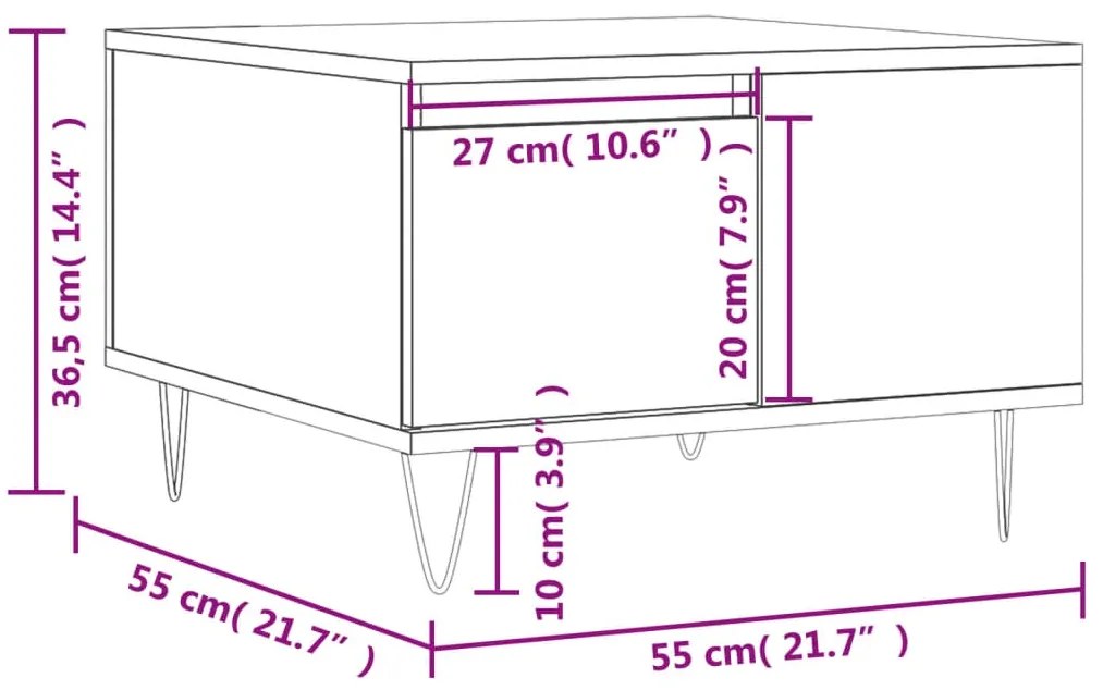 Τραπεζάκι Σαλονιού Καπνιστή Δρυς 55x55x36,5εκ. Επεξεργασμ. Ξύλο - Καφέ