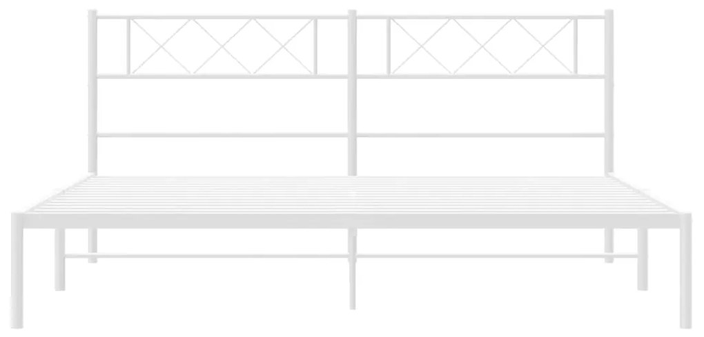 Πλαίσιο Κρεβατιού με Κεφαλάρι Λευκό 180x200 εκ. Μεταλλικό - Λευκό